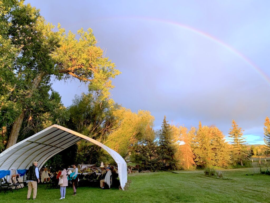 Temple Rainbow with golden trees