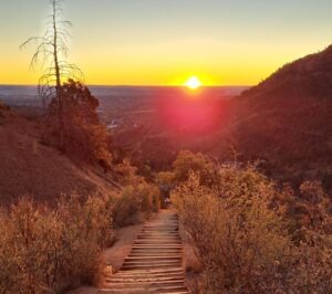 peaceful sunrise with steps or path2