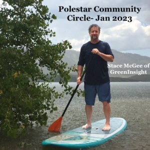 Stace McGee of GreenInsight on a SUP