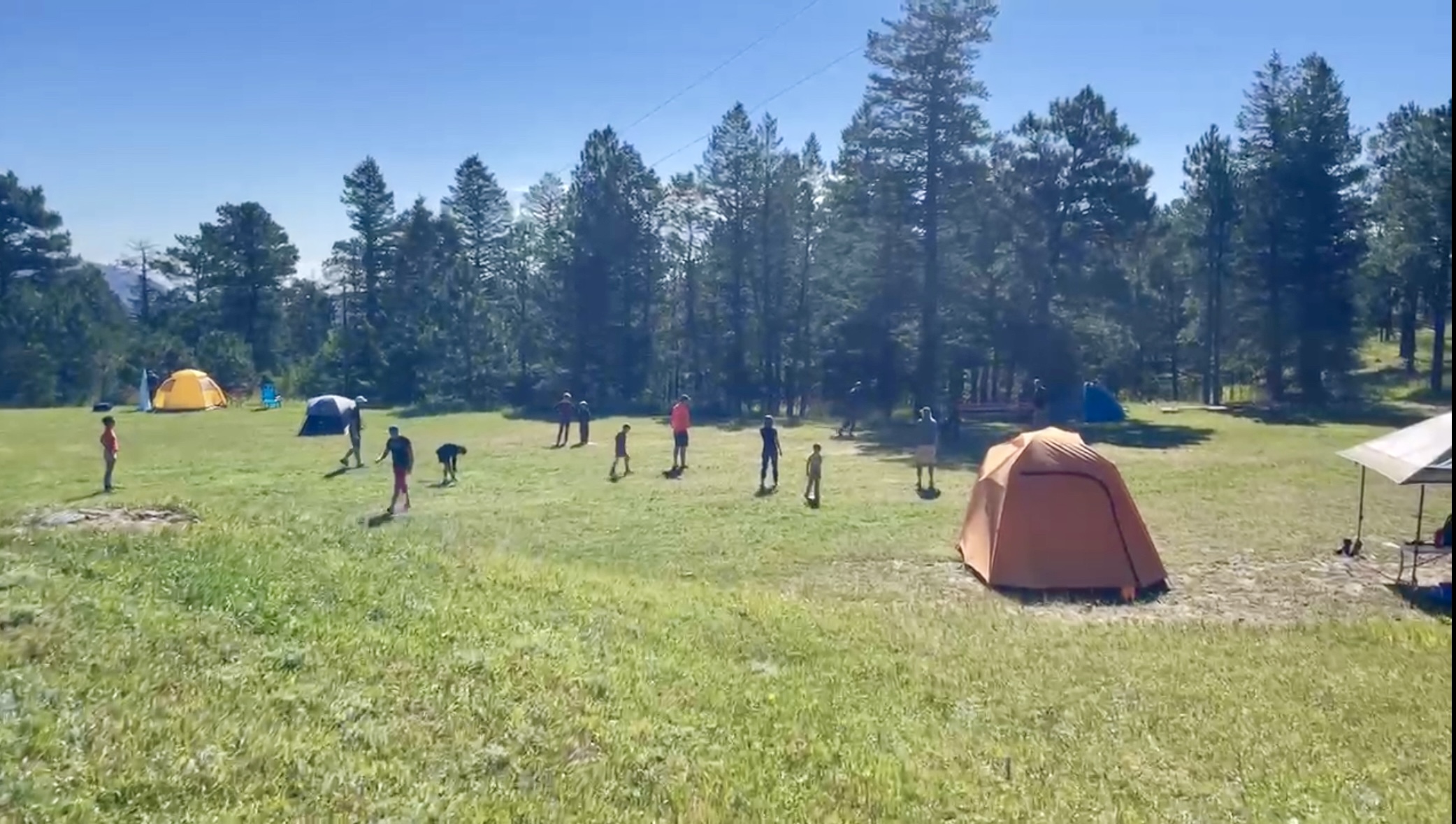 tents in an open field, camping, outdoors, community family camp