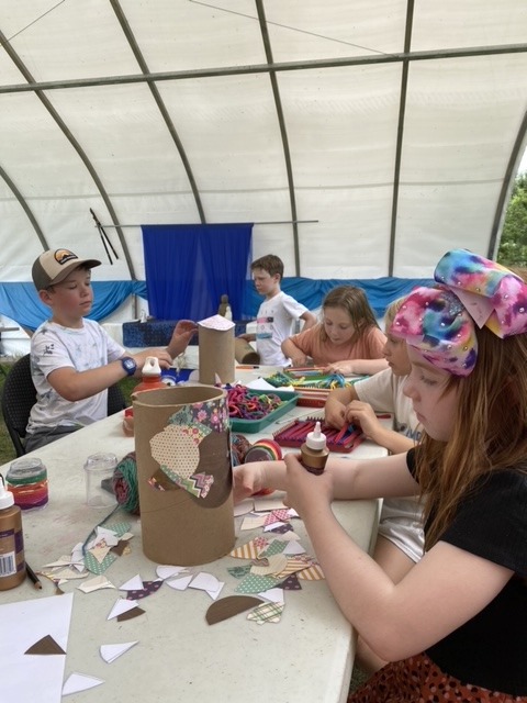Kids doing art project at Polestar summer camp